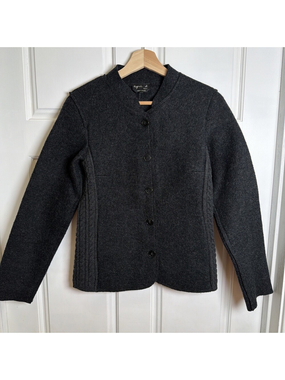 Agnes B. Jacket Boiled Wool 90’s Gray US Size 4 - 6 Or Agnes Size 1 Fitted